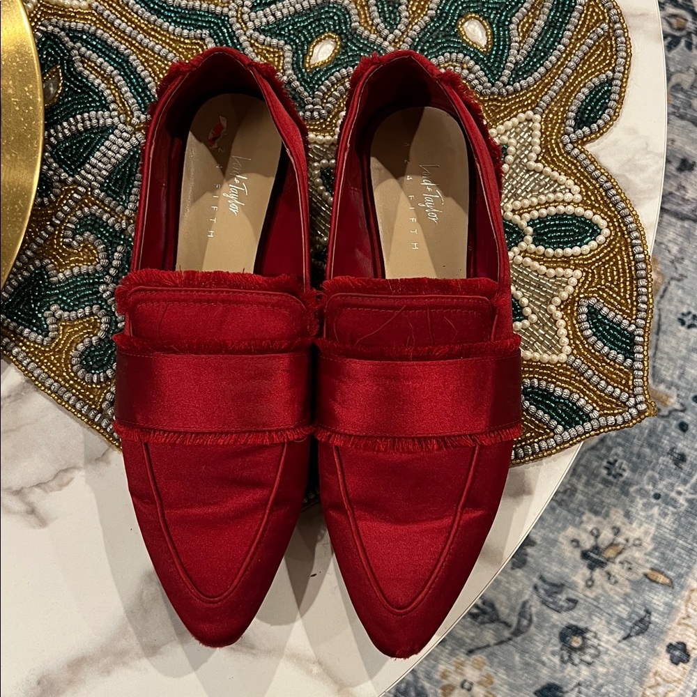 Lord & Taylor Red Satin Loafers